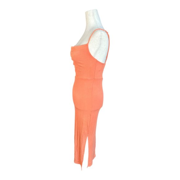 Here Comes the Sun Freida Cowl Neck Side Split Ribbed Midi Dress in Desert Rose - Picture 5 of 7